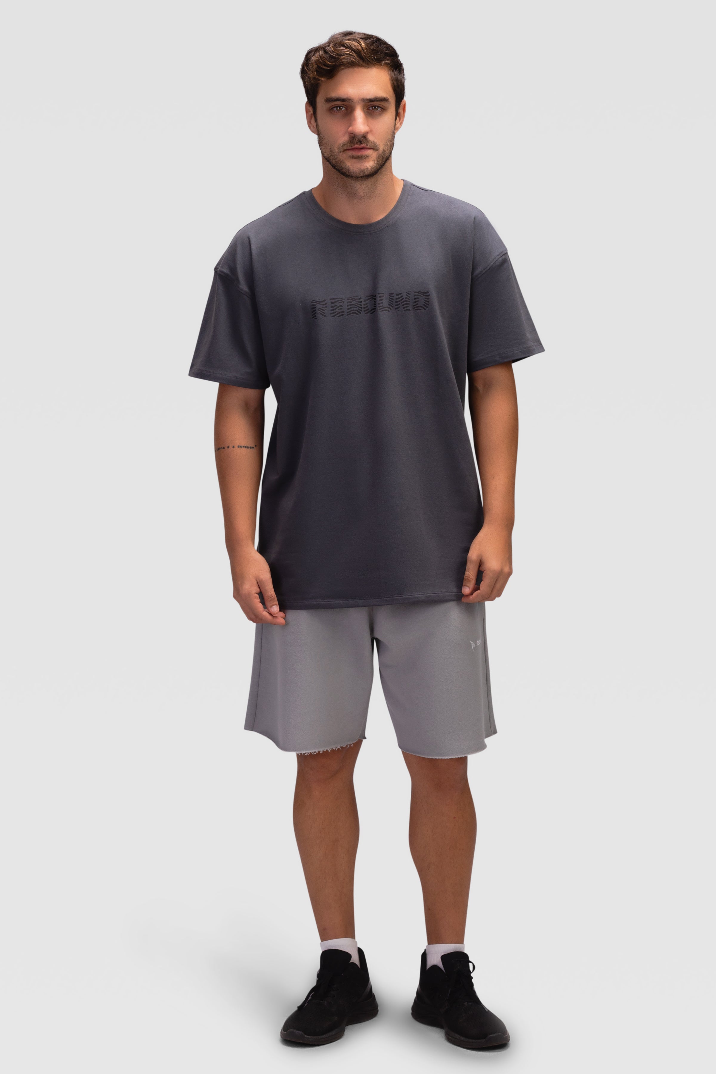 Mens Oversized Cotton T-Shirt Reset - Space Gray