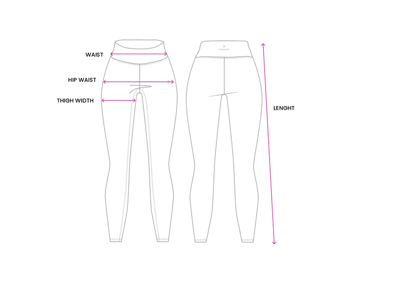 Ladies Yoga Leggings Reconnect - Silver Pink size chart