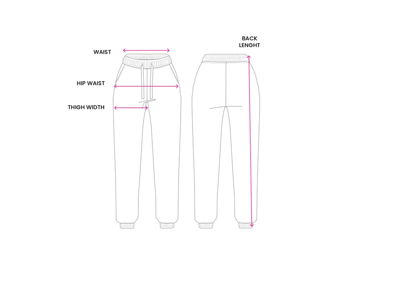 Ladies Sweatpants Reset - Shady Lavender size chart