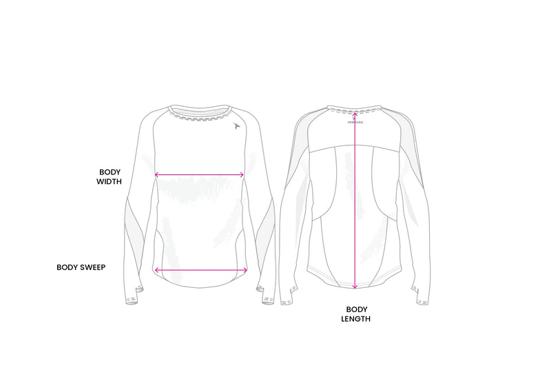 Ladies Long Sleeves T-Shirt Respire - Violet Storm size chart