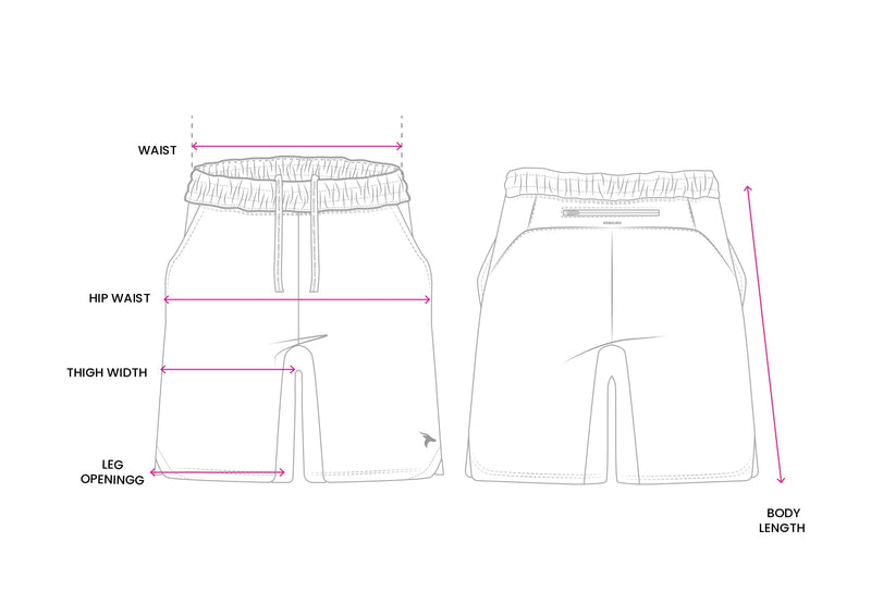Mens Running Shorts Respire - Sliver Pink size chart