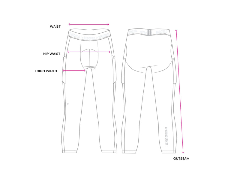 Mens 3/4 Tights Reconnect - Lime Cream size chart