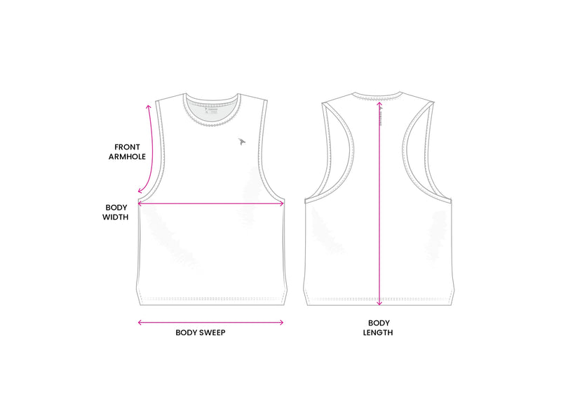 Mens Tank Top Respire - Lime Cream size chart