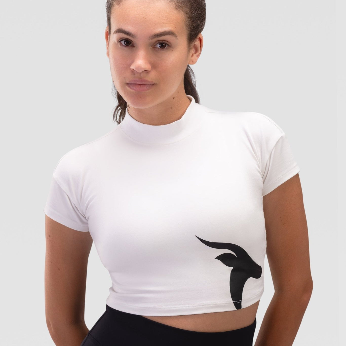 Ladies Crop Top - Rebound - كروب توب قطن  - أبيض - ريباوند