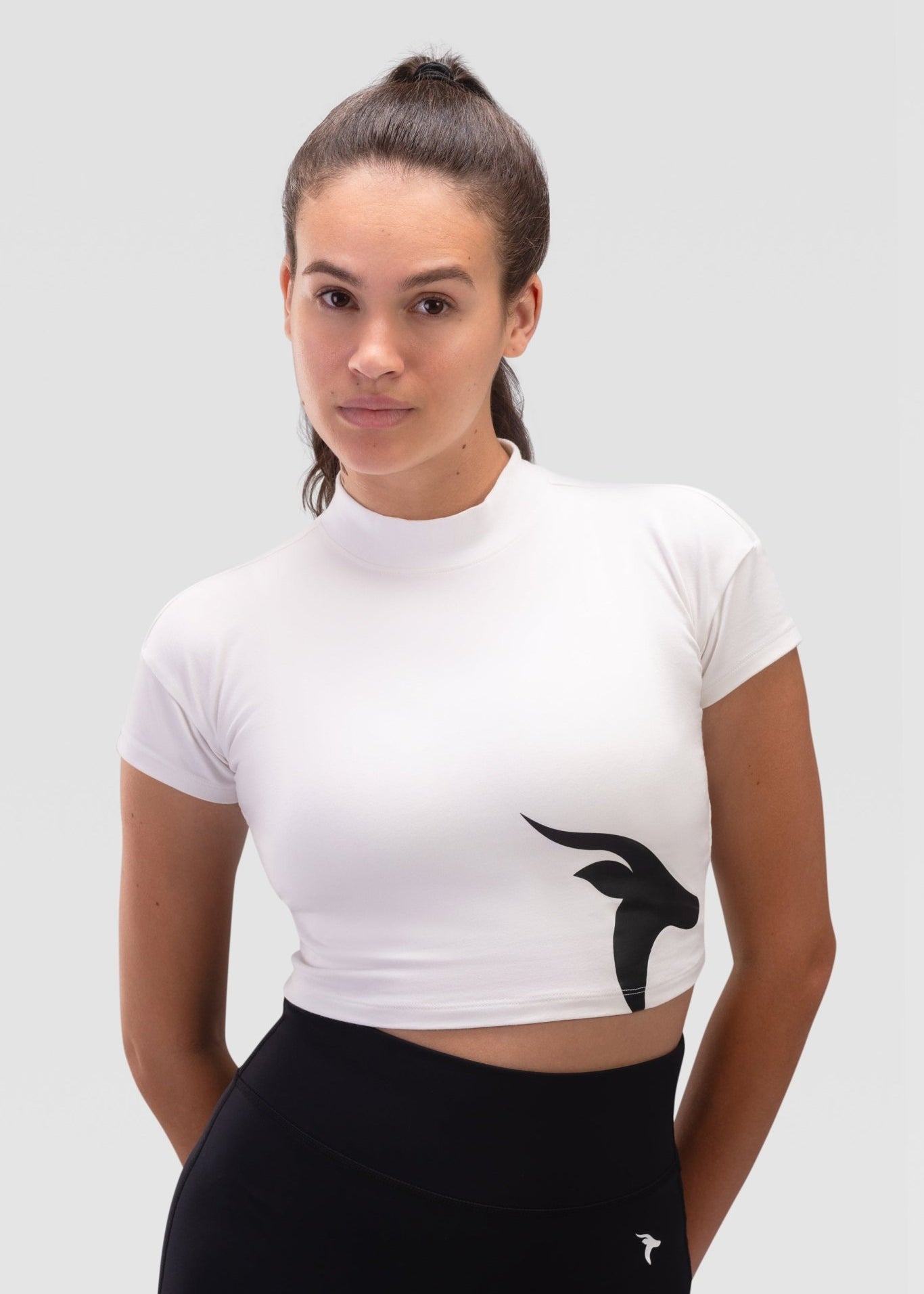 Ladies Crop Top - Rebound - كروب توب قطن  - أبيض - ريباوند