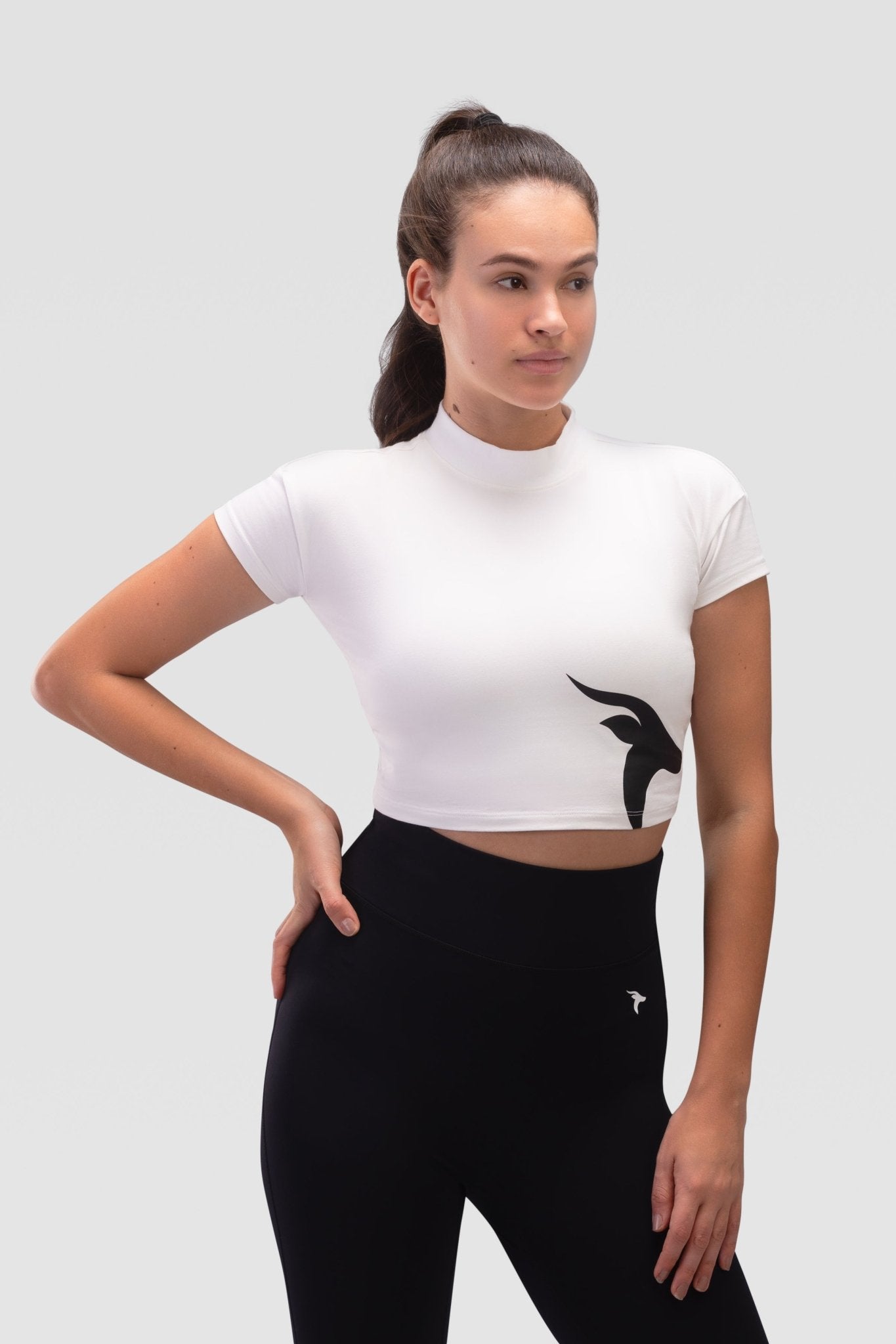 Ladies Crop Top - Rebound - كروب توب قطن  - أبيض - ريباوند