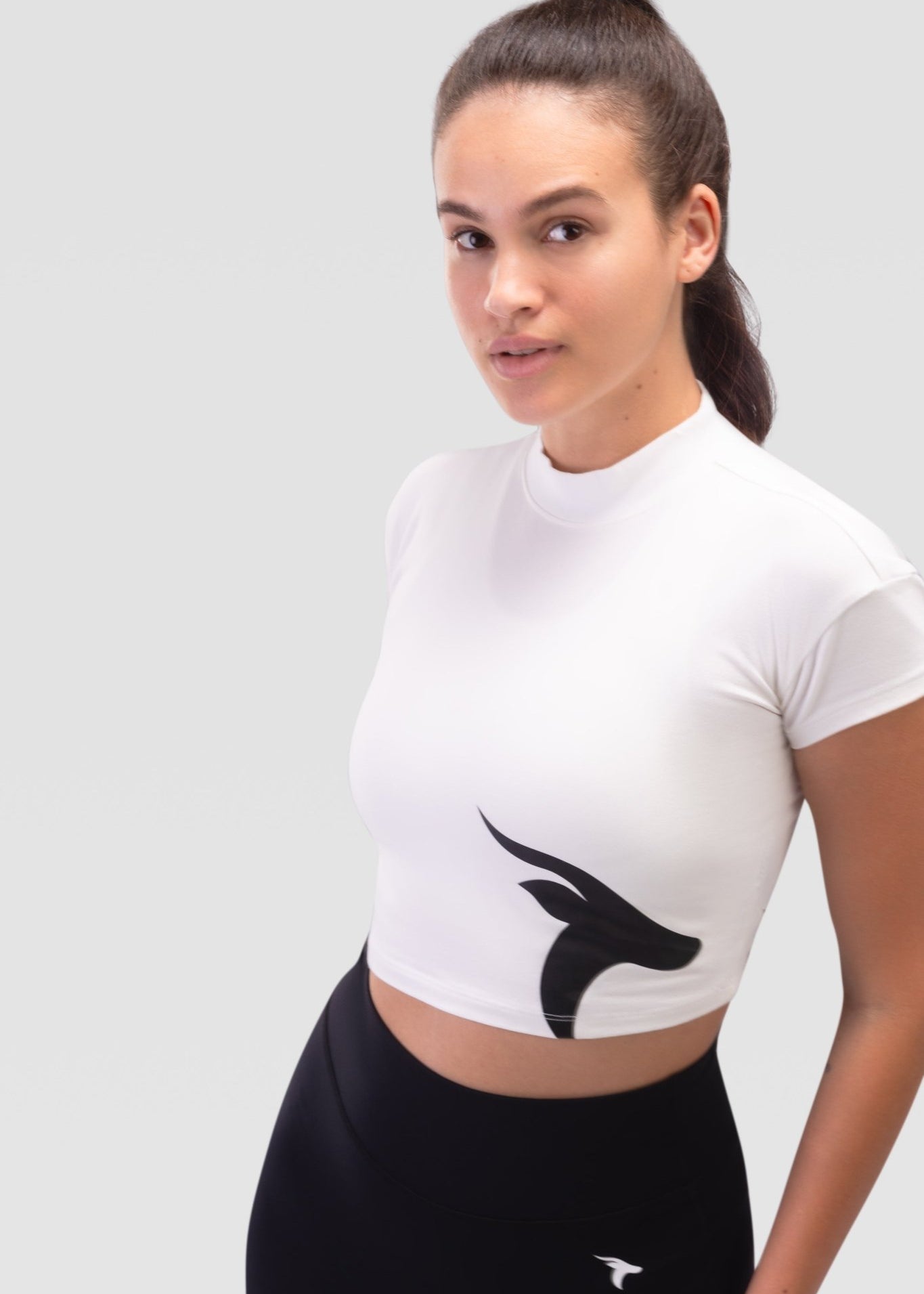 Ladies Crop Top - Rebound - كروب توب قطن  - أبيض - ريباوند