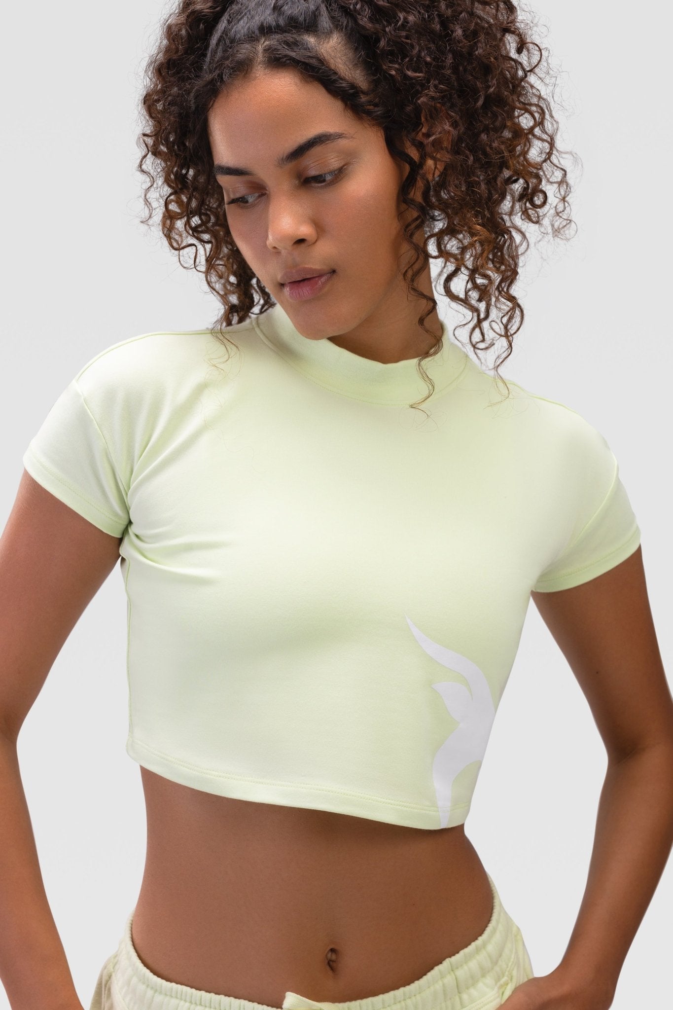 Ladies Crop Top - Rebound - كروب توب قطن  - ماتشا - ريباوند