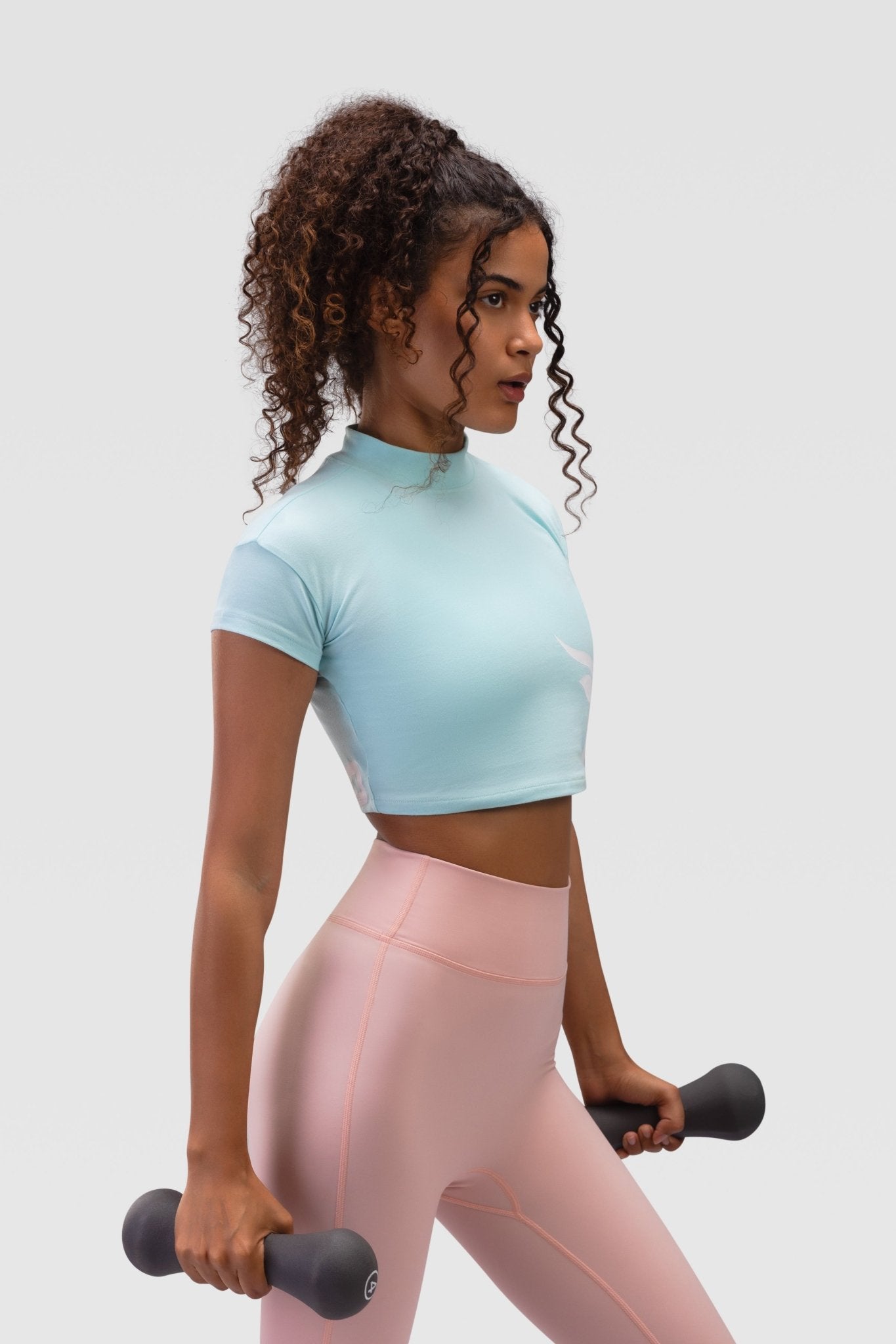 Ladies Crop Top - Rebound - كروب توب قطن  - أزرق سيلڤر - ريباوند