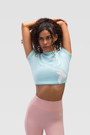 Ladies Crop Top - Rebound - كروب توب قطن  - أزرق سيلڤر - ريباوند