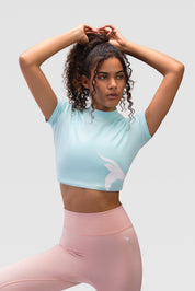 Ladies Crop Top - Rebound - كروب توب قطن  - أزرق سيلڤر - ريباوند