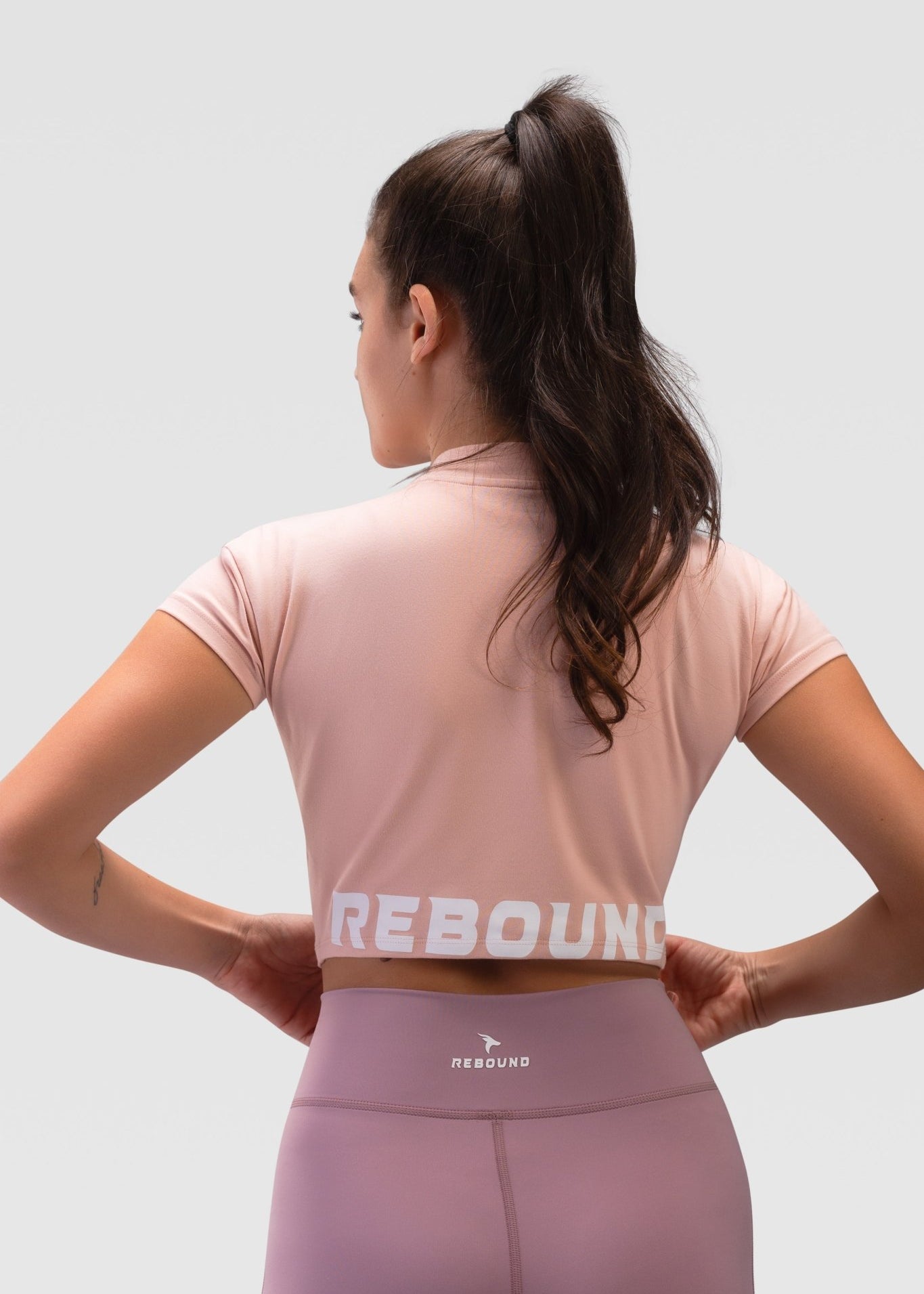 Ladies Crop Top - Rebound - كروب توب قطن  - سيلڤر بينك - ريباوند