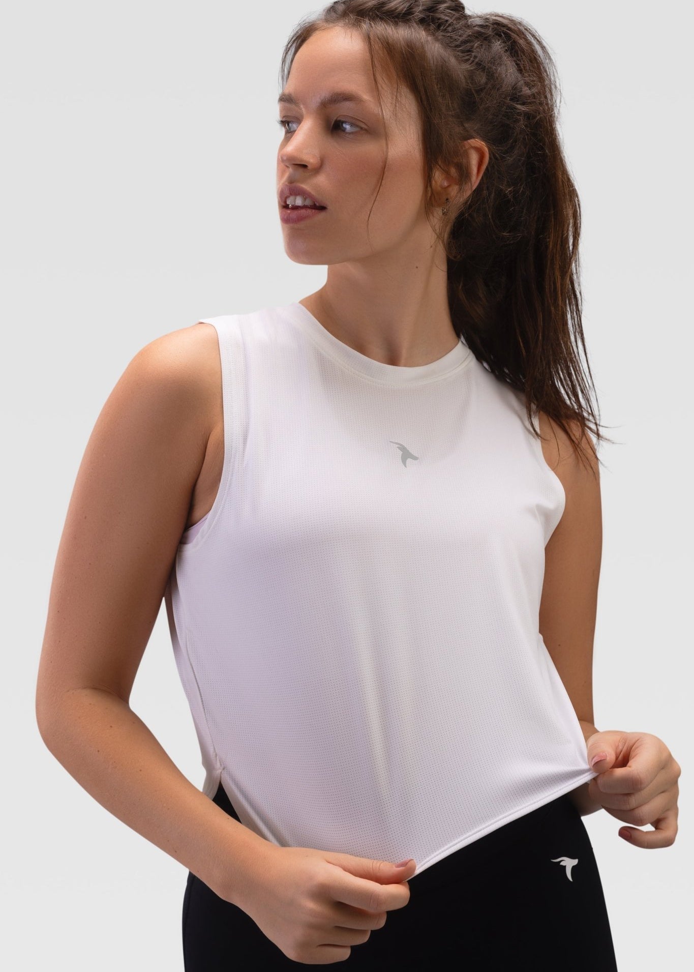 Ladies Crop Top Tank - Rebound - توب تانك نسائي قصير  - ابيض - ريباوند