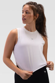 Ladies Crop Top Tank - Rebound - توب تانك نسائي قصير  - ابيض - ريباوند