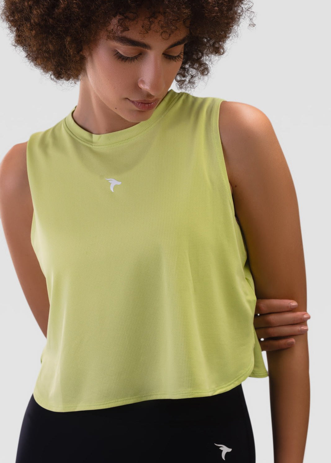 Ladies Crop Top Tank - Rebound - توب تانك نسائي قصير  - اخصر ليموني - ريباوند