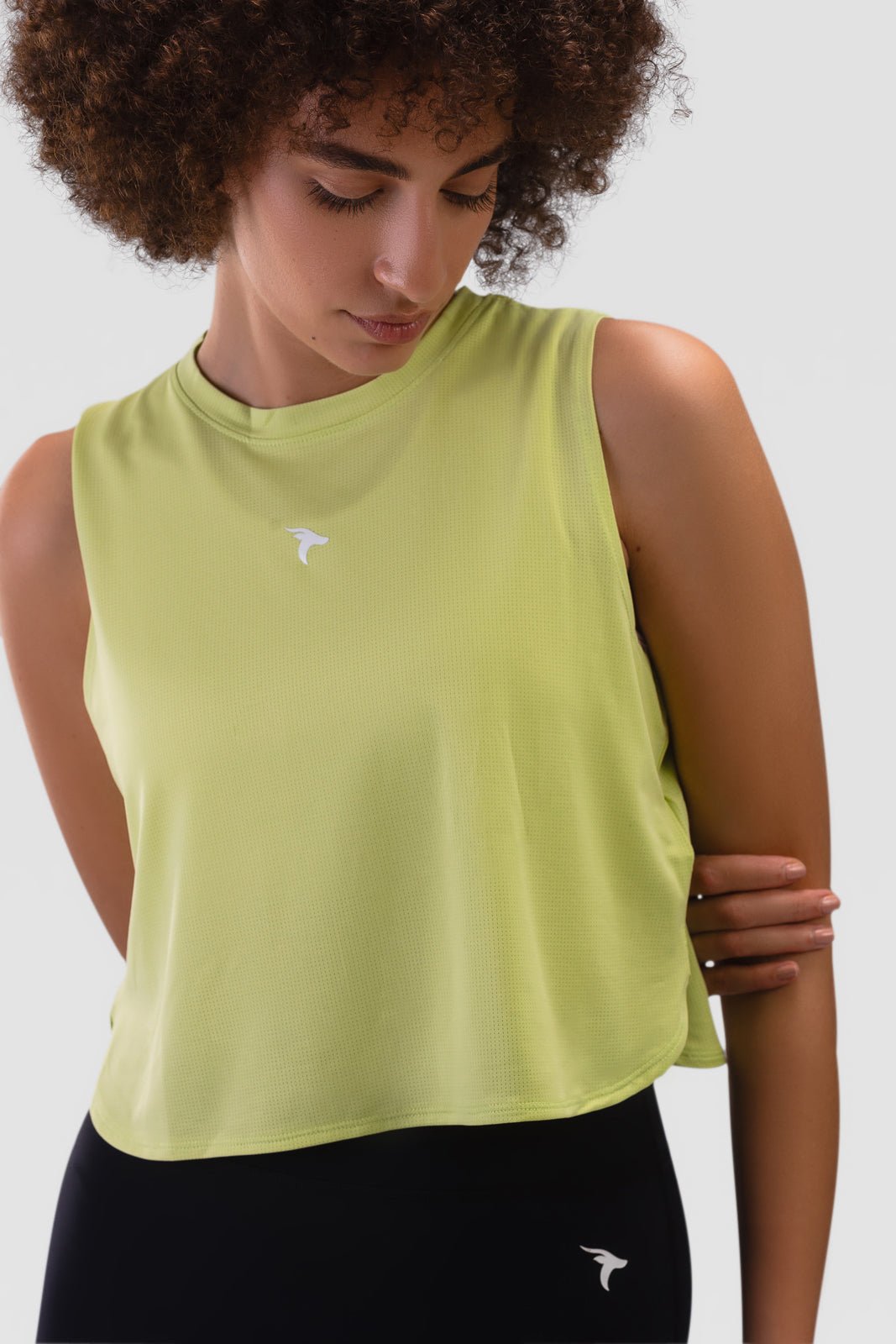 Ladies Crop Top Tank - Rebound - توب تانك نسائي قصير  - اخصر ليموني - ريباوند