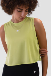 Ladies Crop Top Tank - Rebound - توب تانك نسائي قصير  - اخصر ليموني - ريباوند