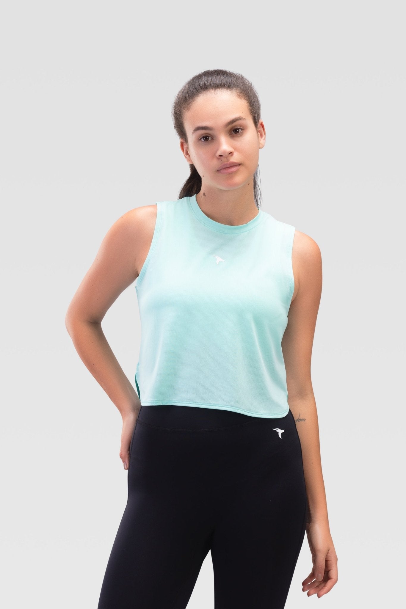 Ladies Crop Top Tank - Rebound - توب تانك نسائي قصير  - تركواز - ريباوند