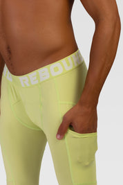 Mens 3/4 Tights - Rebound - مشد رياضي 3/4 رجالي  - اخضر ليموني - ريباوند