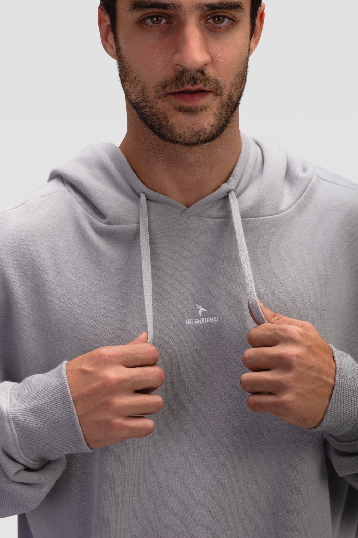 Mens Hoodie Pullover - Rebound - هودي بلوفر رجالي  - سيلفر - ريباوند