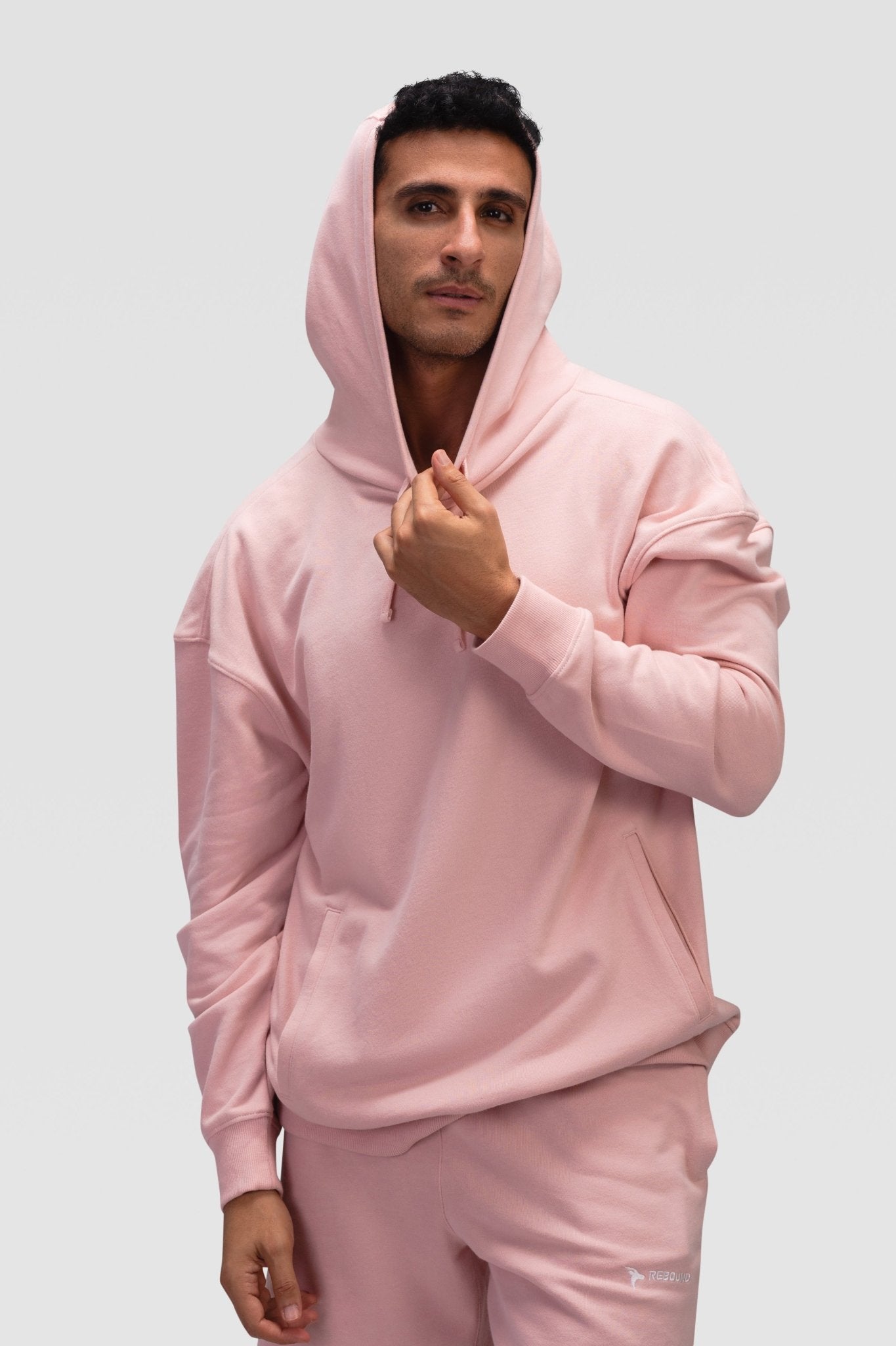 Mens Hoodie Pullover - Rebound - هودي بلوفر رجالي  - سيلفر بينك - ريباوند