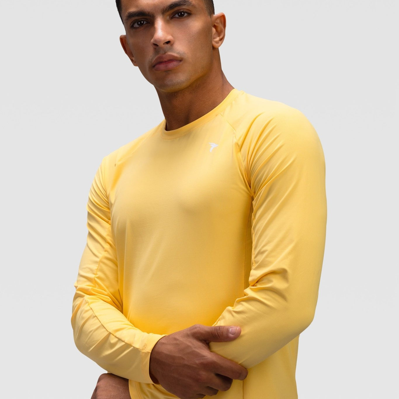 Mens Long Sleeves T-shirt - Rebound - تيشيرت رجالي رياضي كم طويل  - اصفر بنانا كريم - ريباوند