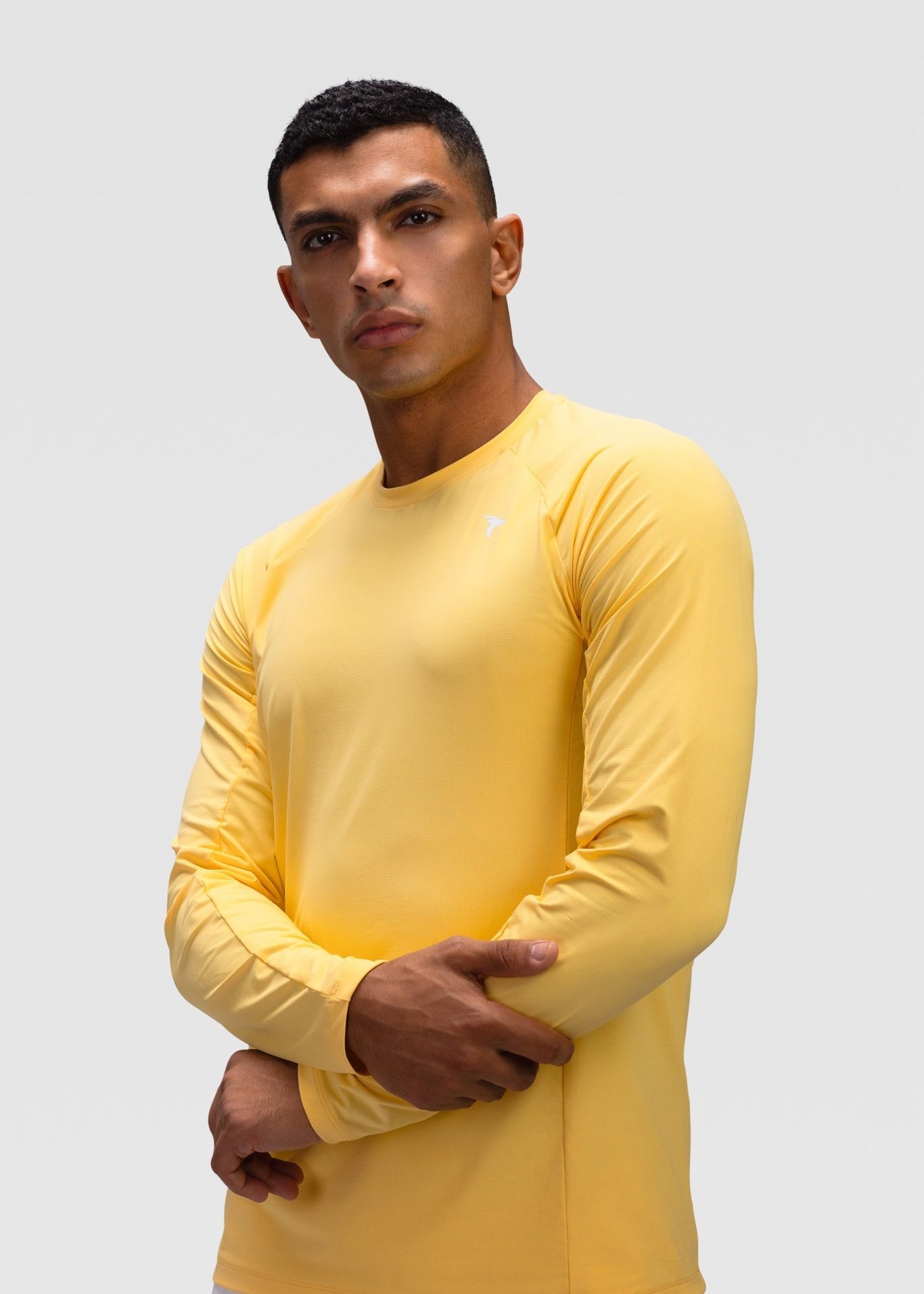 Mens Long Sleeves T-shirt - Rebound - تيشيرت رجالي رياضي كم طويل  - اصفر بنانا كريم - ريباوند