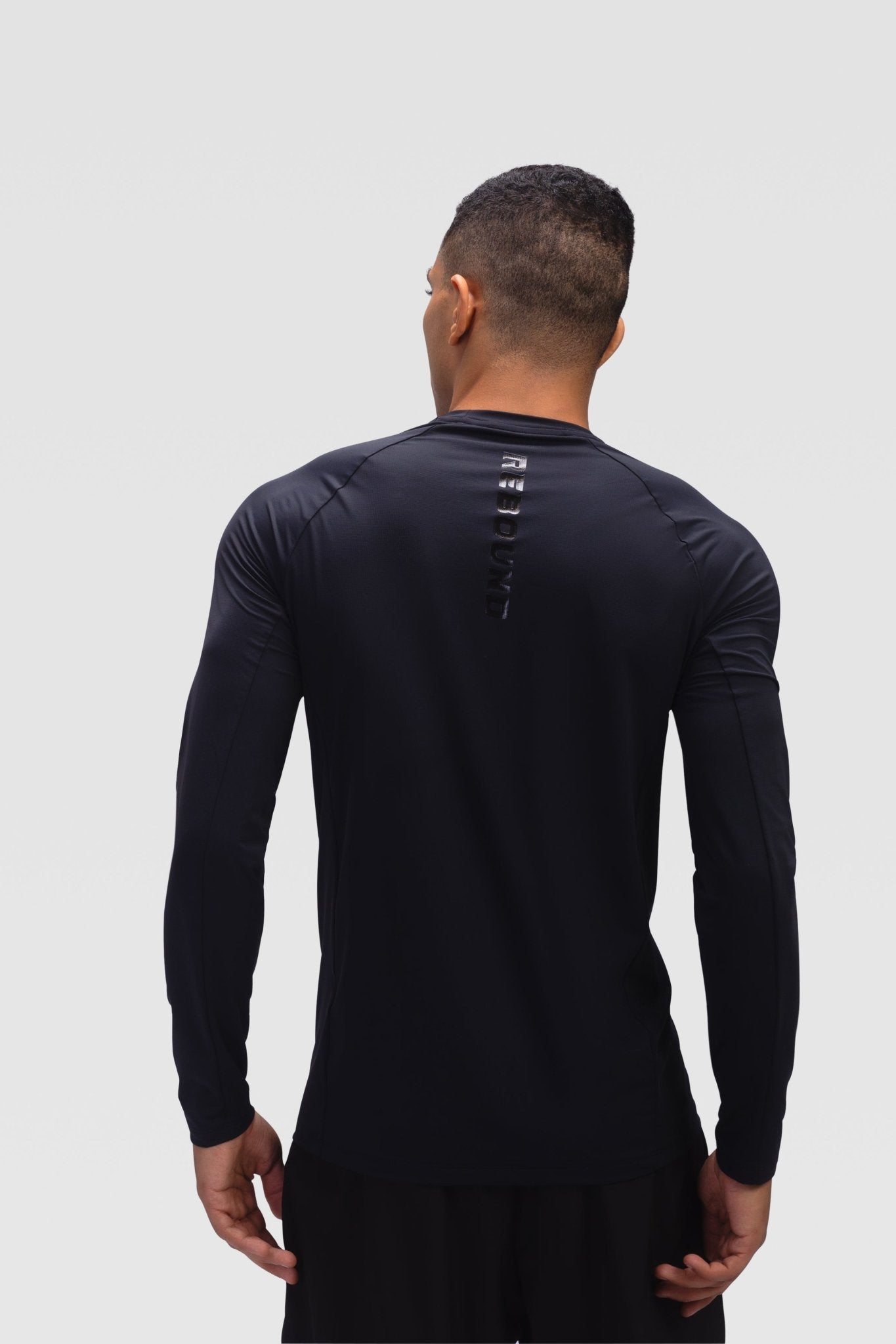 Mens Long Sleeves T-shirt - Rebound - تيشيرت رجالي رياضي كم طويل  - اسود - ريباوند