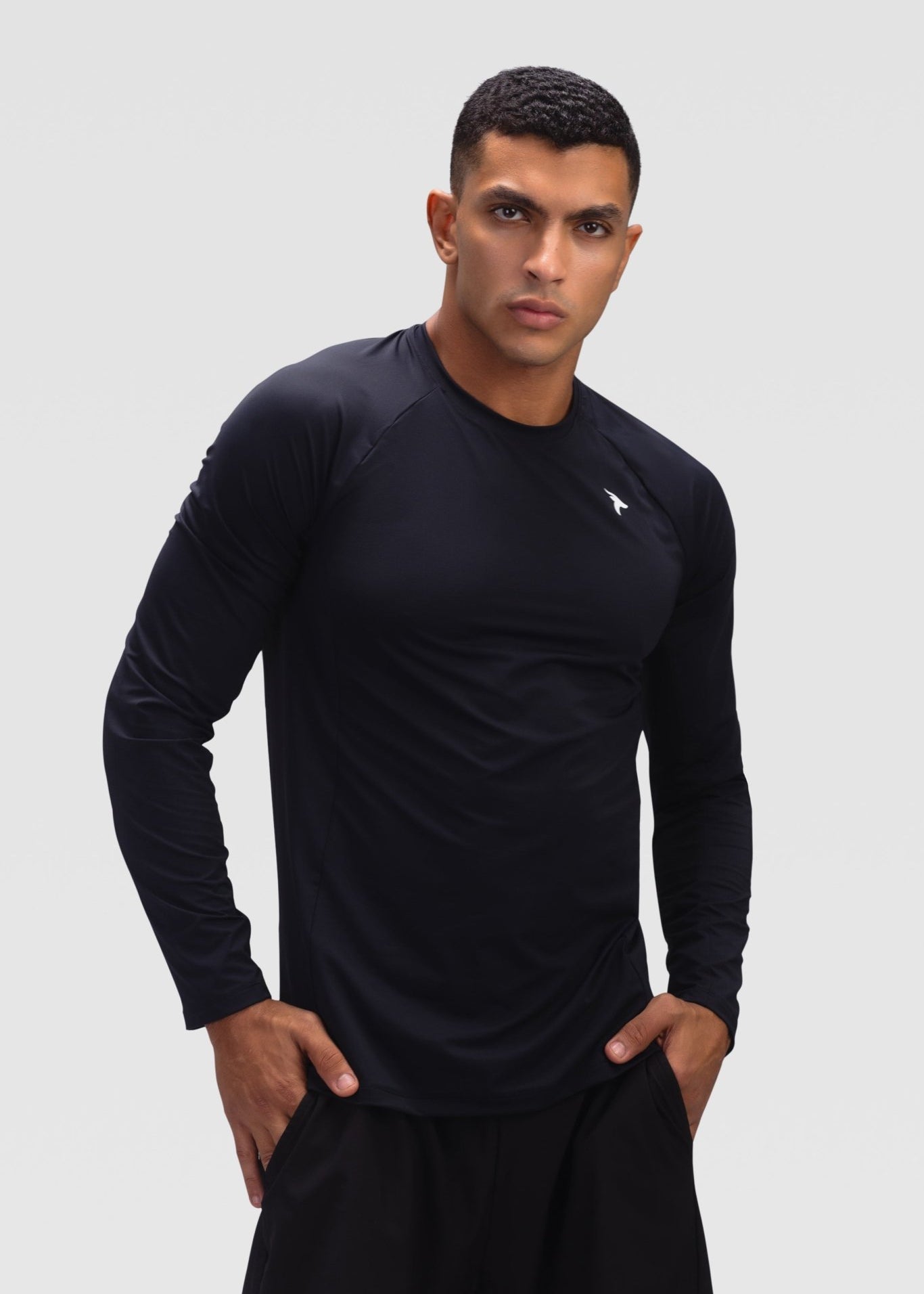 Mens Long Sleeves T-shirt - Rebound - تيشيرت رجالي رياضي كم طويل  - اسود - ريباوند