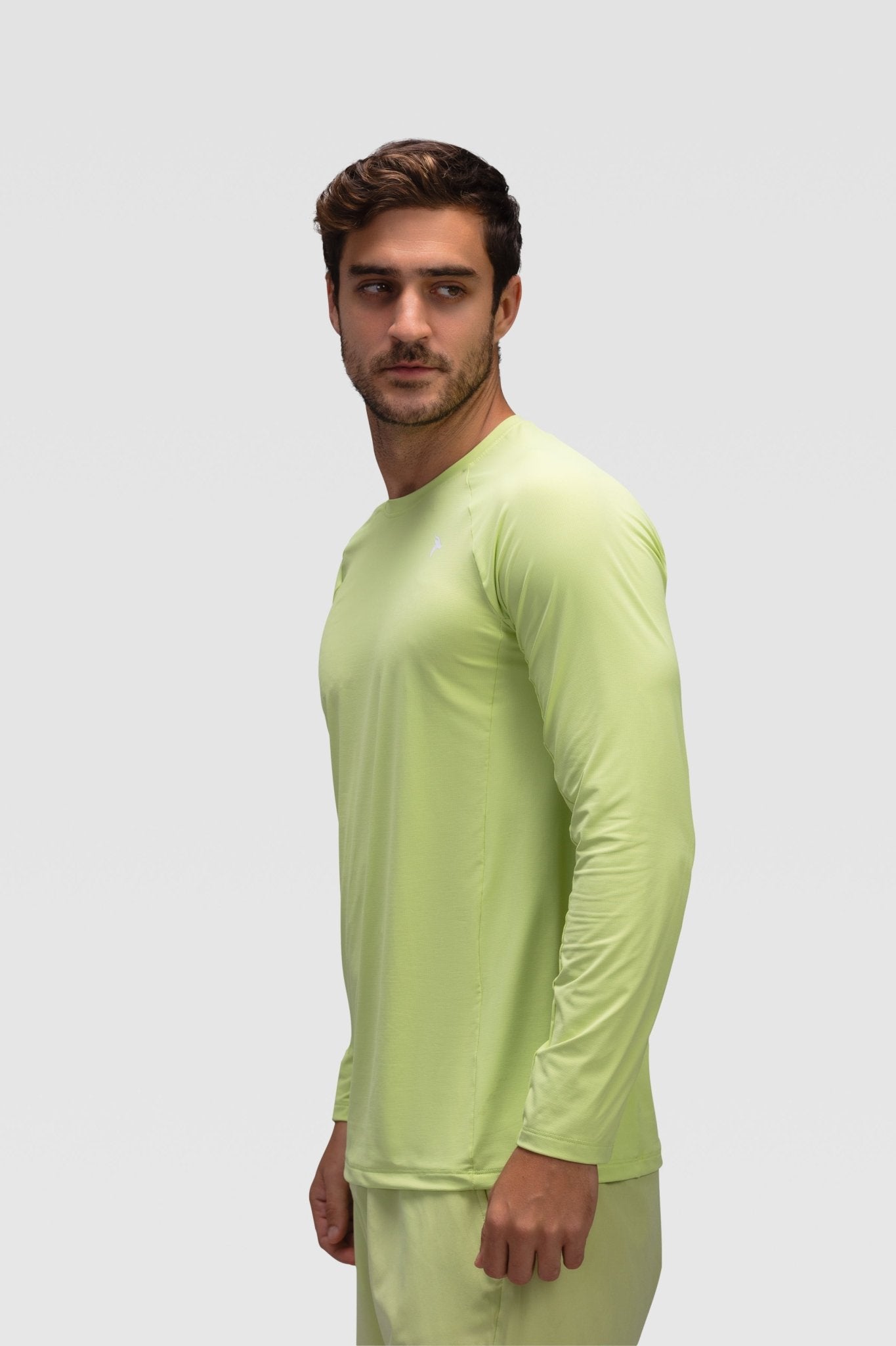 Mens Long Sleeves T-shirt - Rebound - تيشيرت رجالي رياضي كم طويل  - اخضر ليموني - ريباوند