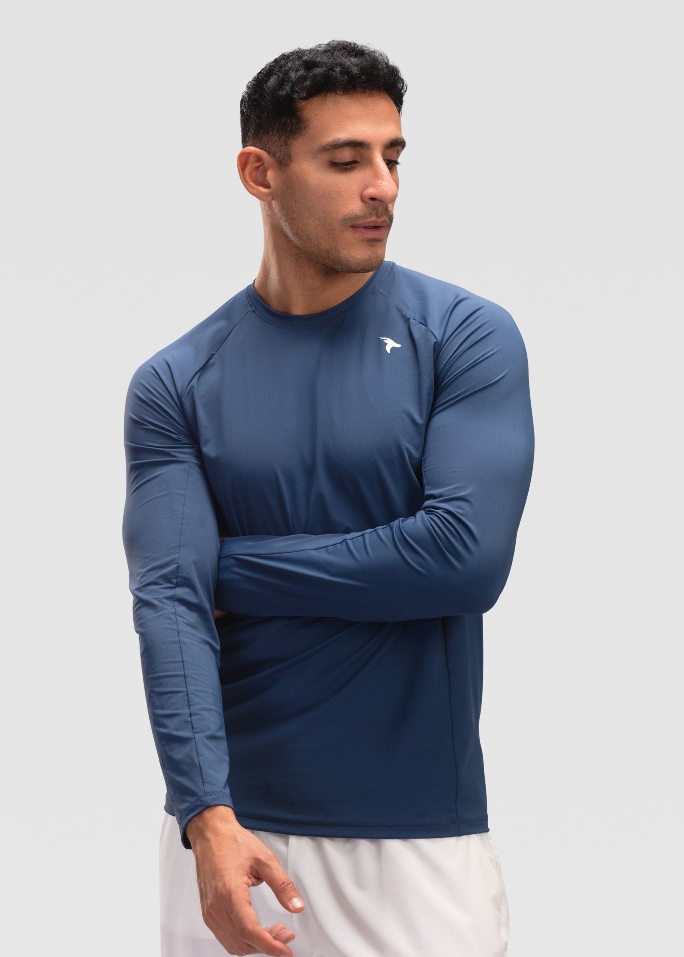 Mens Long Sleeves T-shirt - Rebound - تيشيرت رجالي رياضي كم طويل  - ازرق محيطي - ريباوند