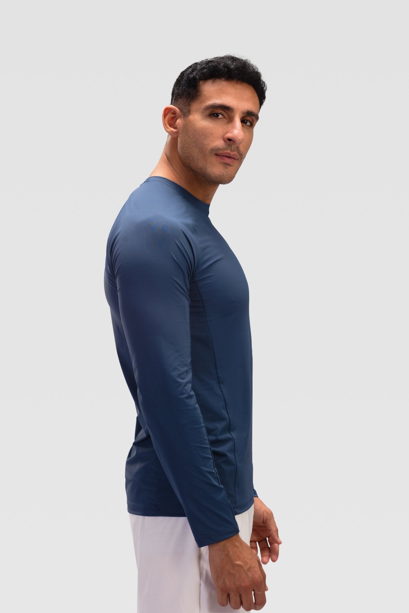 Mens Long Sleeves T-shirt - Rebound - تيشيرت رجالي رياضي كم طويل  - ازرق محيطي - ريباوند