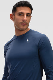 Mens Long Sleeves T-shirt - Rebound - تيشيرت رجالي رياضي كم طويل  - ازرق محيطي - ريباوند