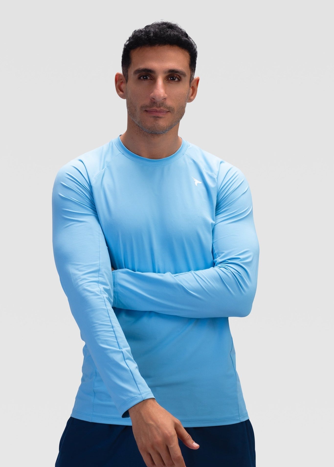 Mens Long Sleeves T-shirt - Rebound - تيشيرت رجالي رياضي كم طويل  - ازرق توبازي - ريباوند