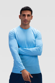 Mens Long Sleeves T-shirt - Rebound - تيشيرت رجالي رياضي كم طويل  - ازرق توبازي - ريباوند