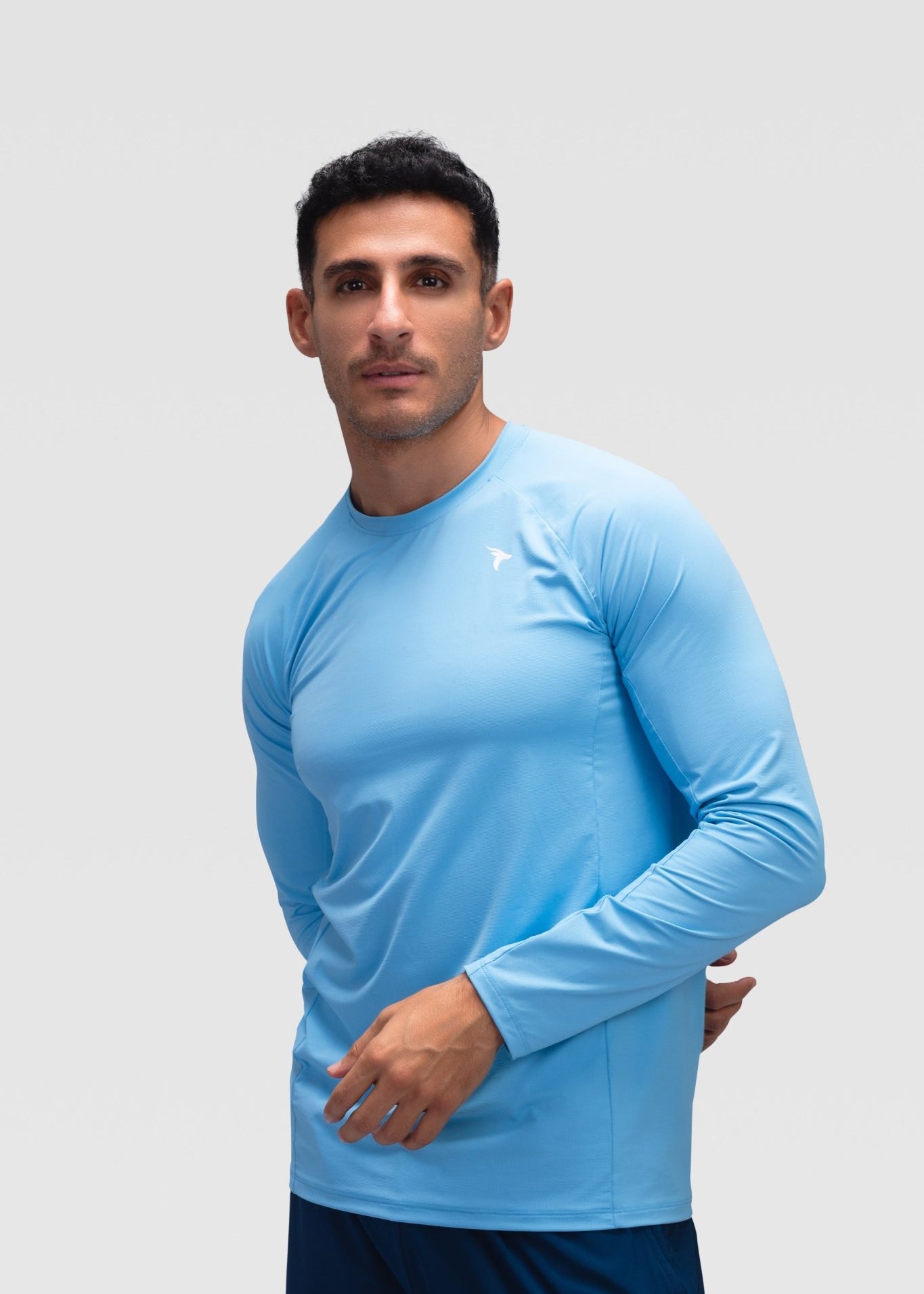 Mens Long Sleeves T-shirt - Rebound - تيشيرت رجالي رياضي كم طويل  - ازرق توبازي - ريباوند