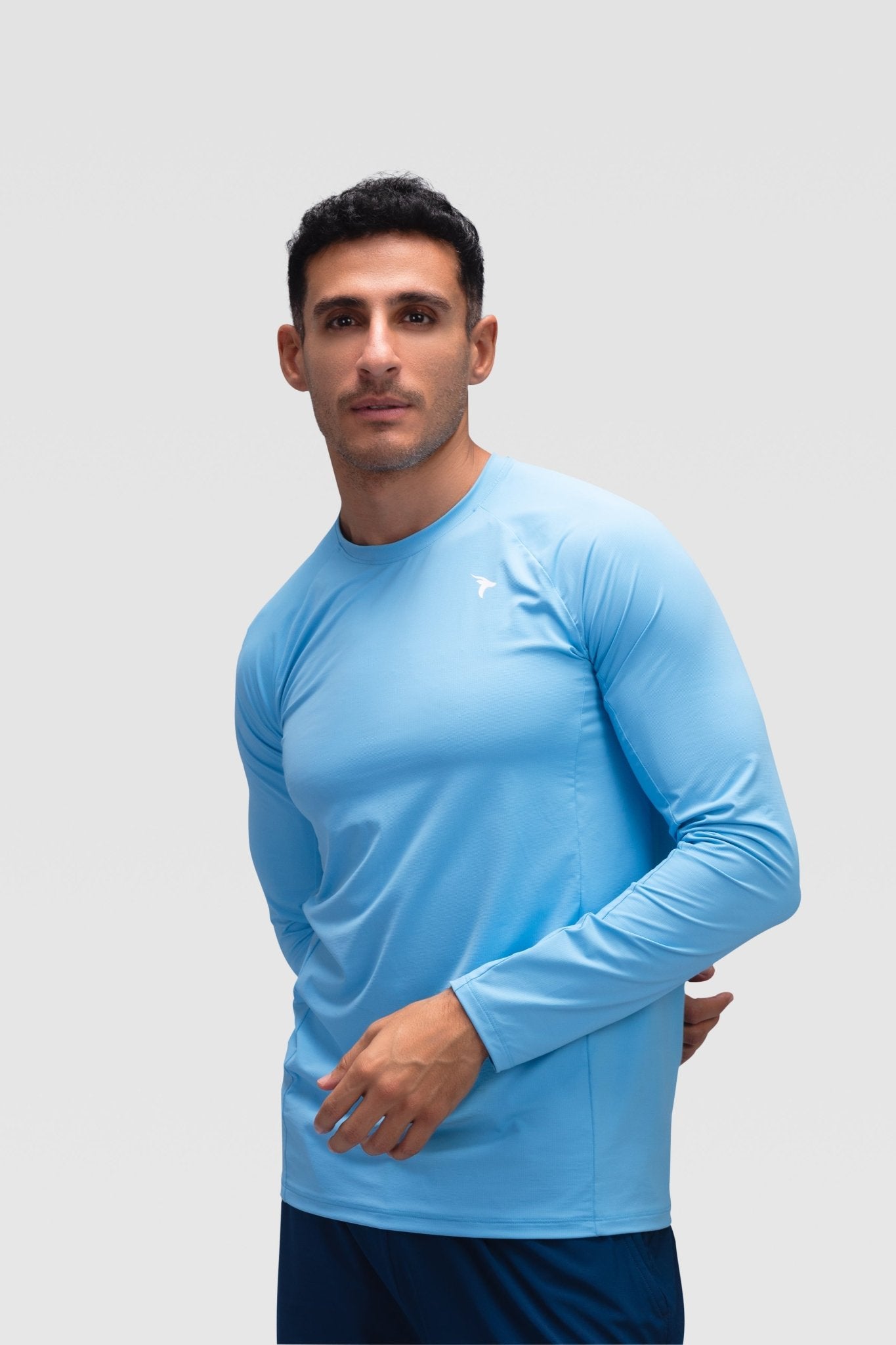 Mens Long Sleeves T-shirt - Rebound - تيشيرت رجالي رياضي كم طويل  - ازرق توبازي - ريباوند