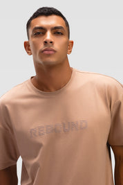 Mens Oversized Cotton T-Shirt - Rebound - تيشيرت رجالي قطني اوفرسايز  - بني جوزي - ريباوند