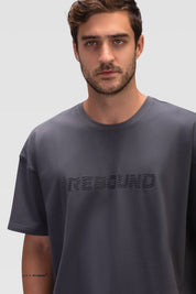 Mens Oversized Cotton T-Shirt - Rebound - تيشيرت رجالي قطني اوفرسايز  - رمادي - ريباوند