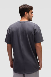 Mens Oversized Cotton T-Shirt - Rebound - تيشيرت رجالي قطني اوفرسايز  - رمادي - ريباوند