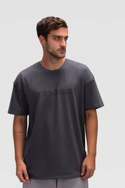 Mens Oversized Cotton T-Shirt - Rebound - تيشيرت رجالي قطني اوفرسايز  - رمادي - ريباوند