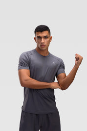 Mens Short Sleeves T-Shirt - Rebound - تيشيرت رجالي رياضي كم قصير  - رمادي - ريباوند