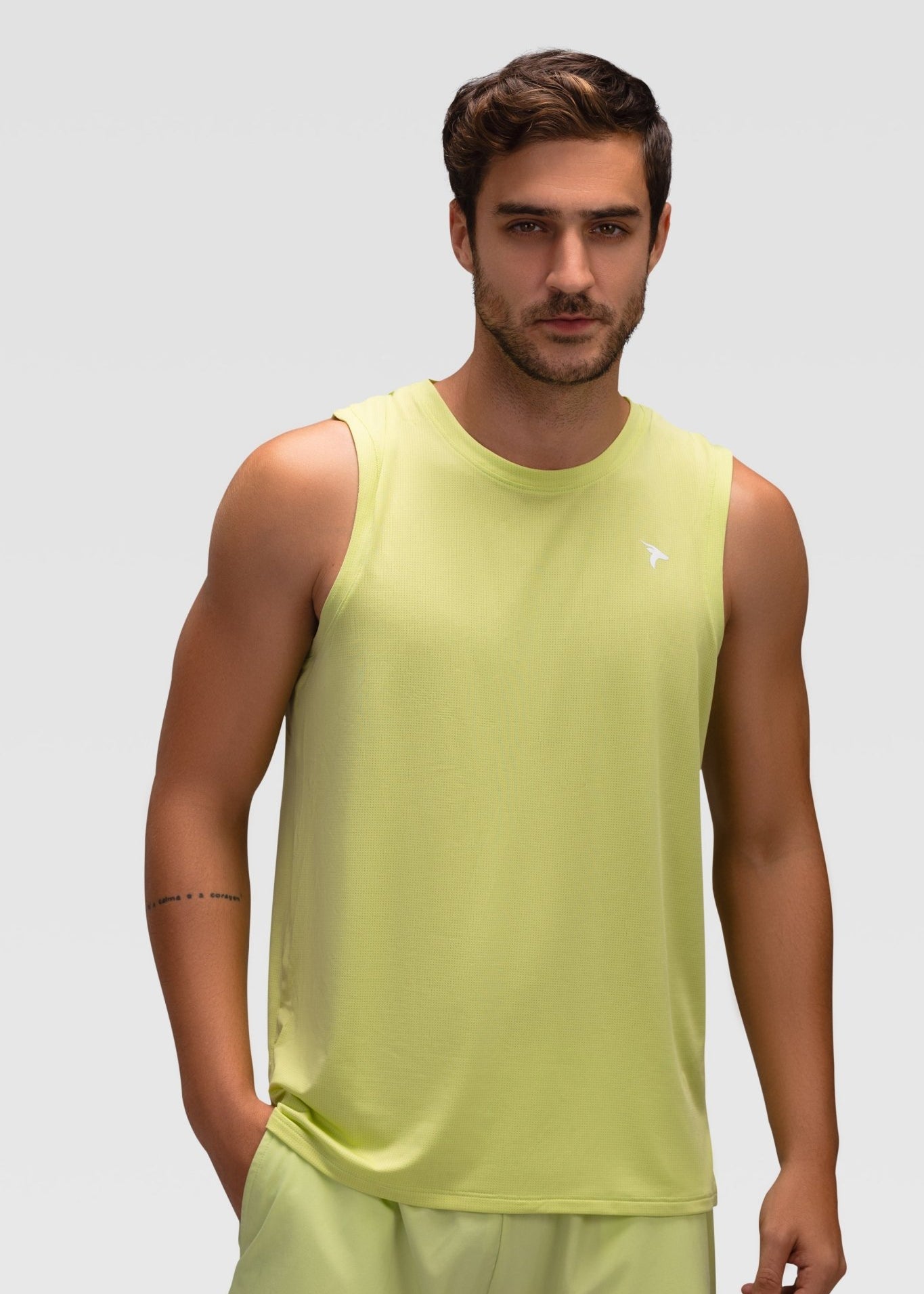 Mens Tank Top - Rebound - تيشيرت كت رياضي رجالي  - اخضر ليموني - ريباوند