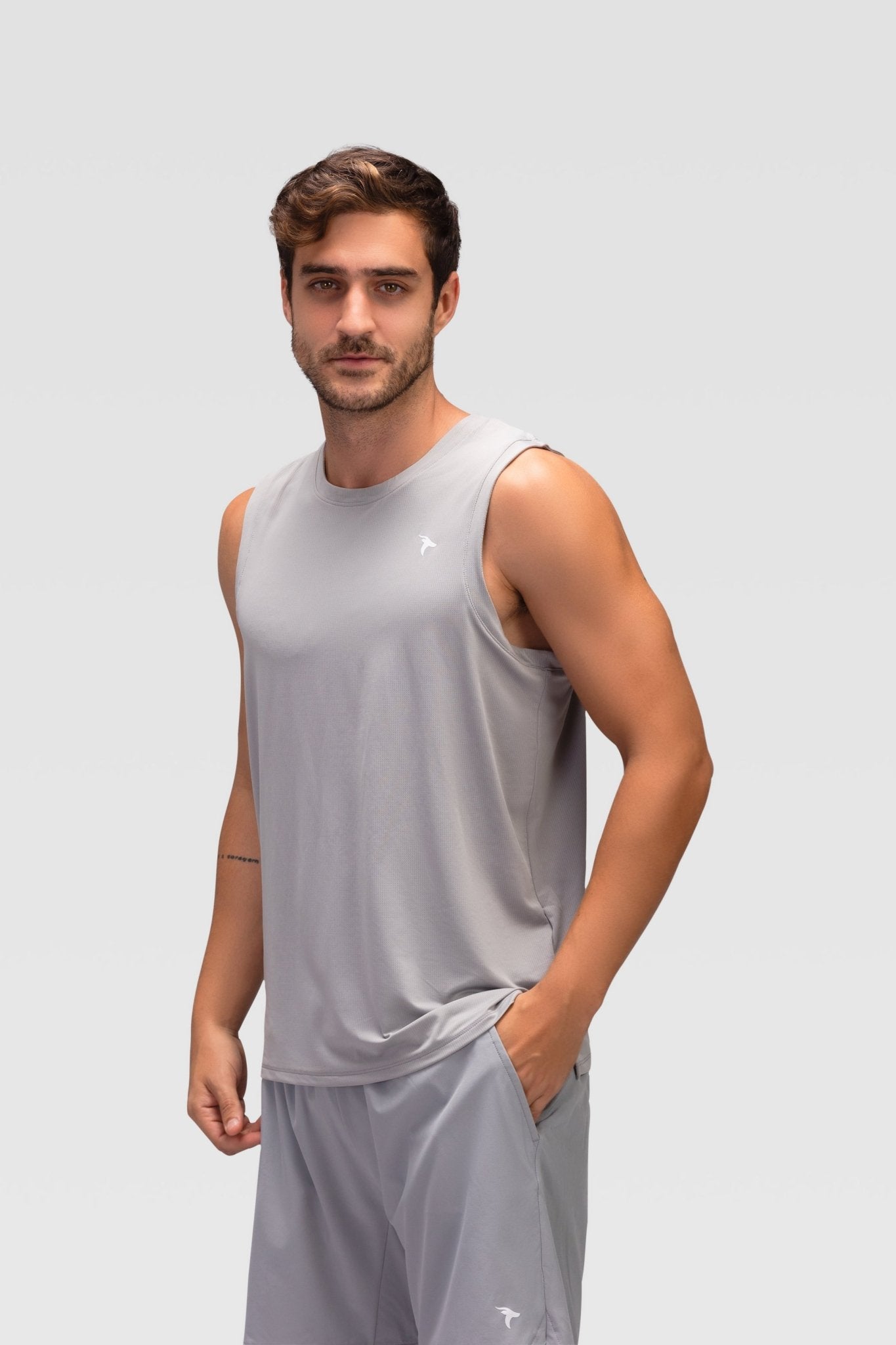 Mens Tank Top - Rebound - تيشيرت كت رياضي رجالي  - سيلفر - ريباوند